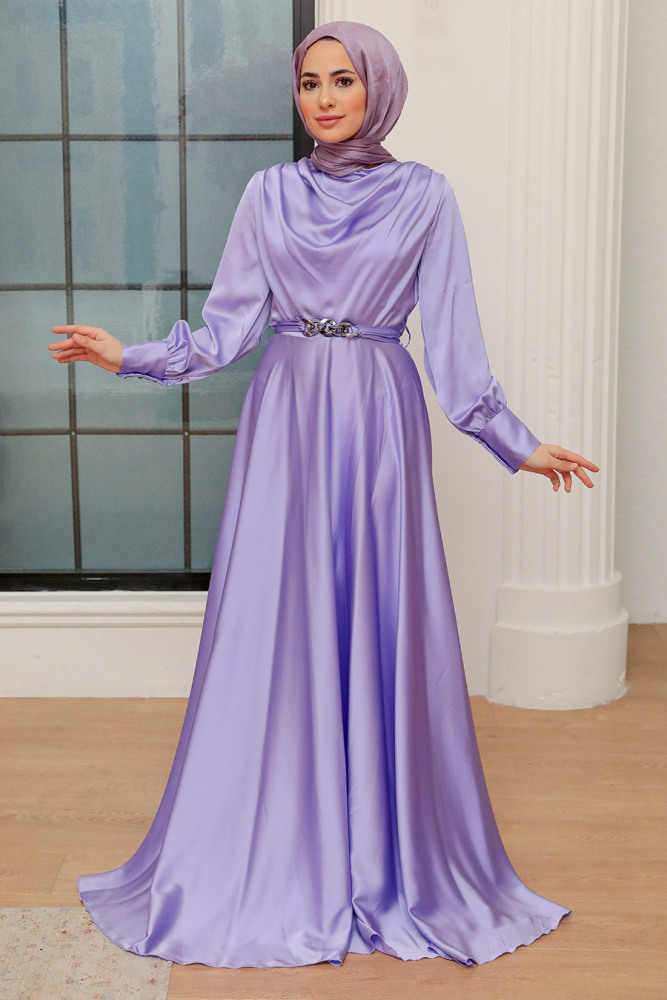 Neva Style - Elegant Light Lila Muslim Engagement Dress 3460ALILA - 2