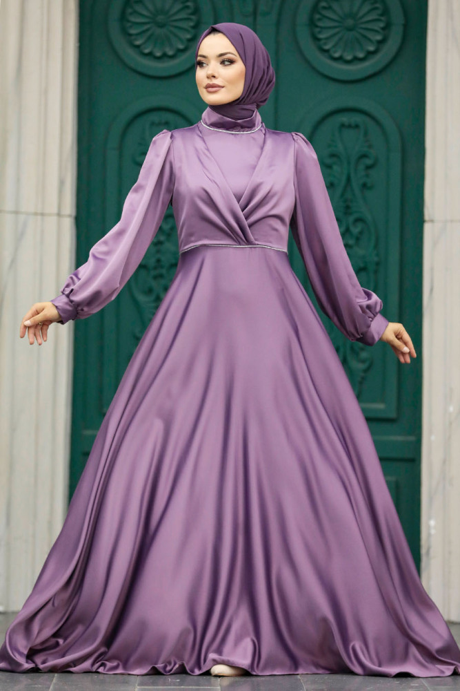 Elegant Lila Modest Evening Gown 5926LILA - 1