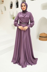 Neva Style - Elegant Lila Muslim Engagement Dress 3460LILA - Thumbnail