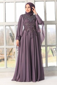 Neva Style - Elegant Lila Muslim Fashion Wedding Dress 21970LILA - Thumbnail