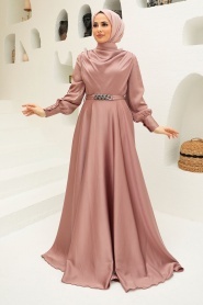 Neva Style - Elegant Mink Hijab Muslim Engagement Dress 3460V - Thumbnail