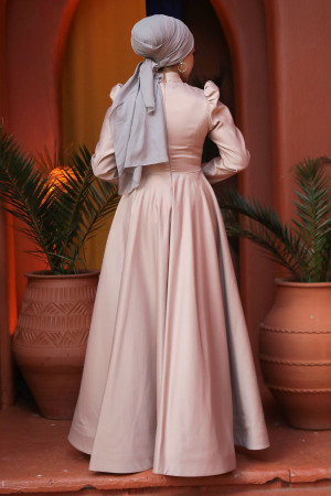 Neva Style - Elegant Mink Hijab Wedding Dress 2265V - 3