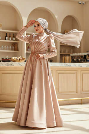 Neva Style - Elegant Mink Hijab Wedding Dress 2265V - 1