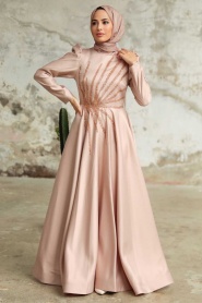 Neva Style - Elegant Mink Hijab Wedding Dress 2265V - Thumbnail