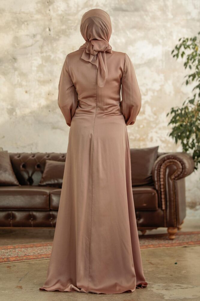 Elegant Mink Islamic Bridesmaid Dress 3933V - 4
