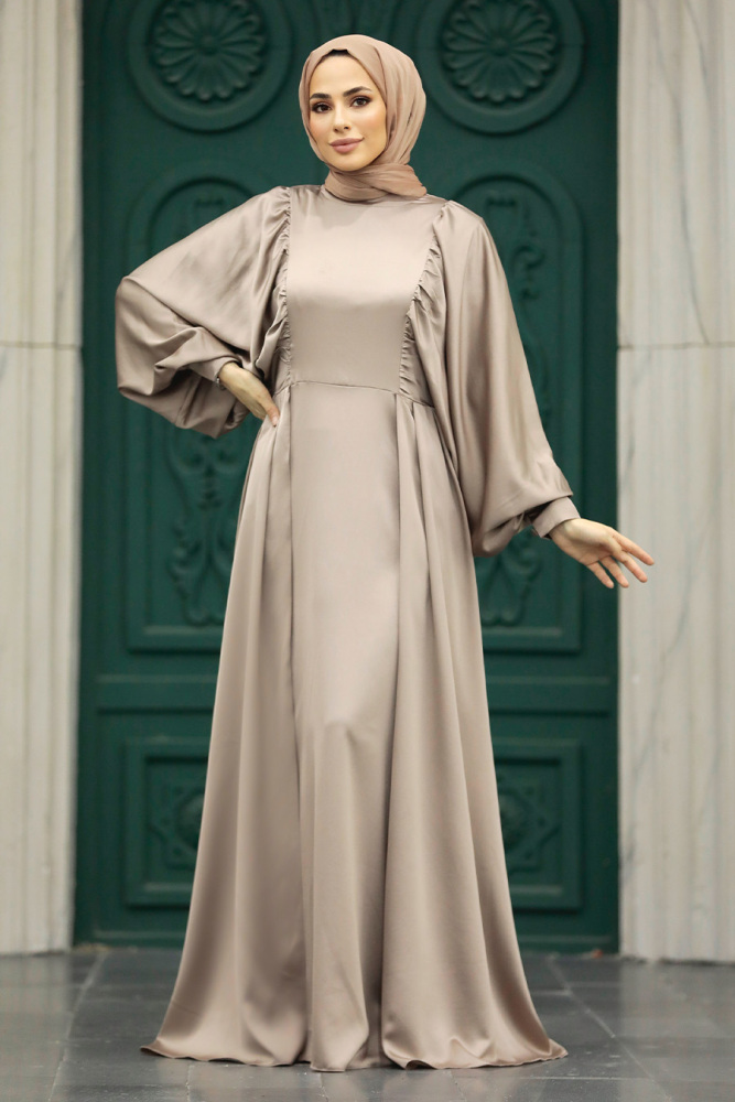 Elegant Mink Islamic Clothing Prom Dress 60201V - 1