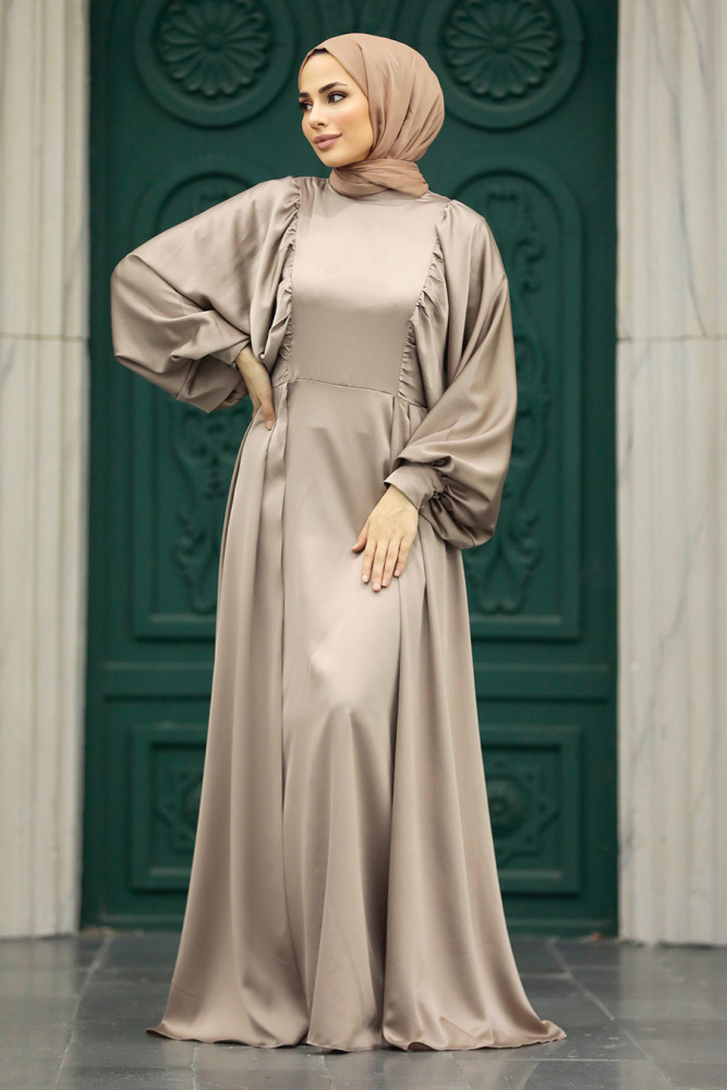 Elegant Mink Islamic Clothing Prom Dress 60201V - 3