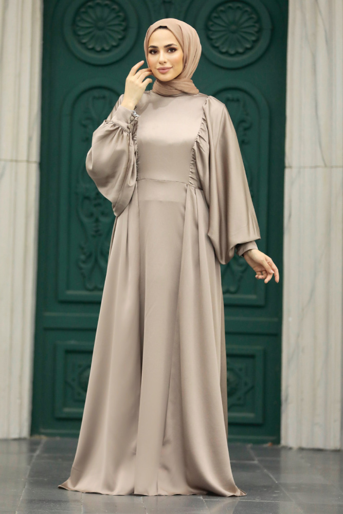 Elegant Mink Islamic Clothing Prom Dress 60201V - 4