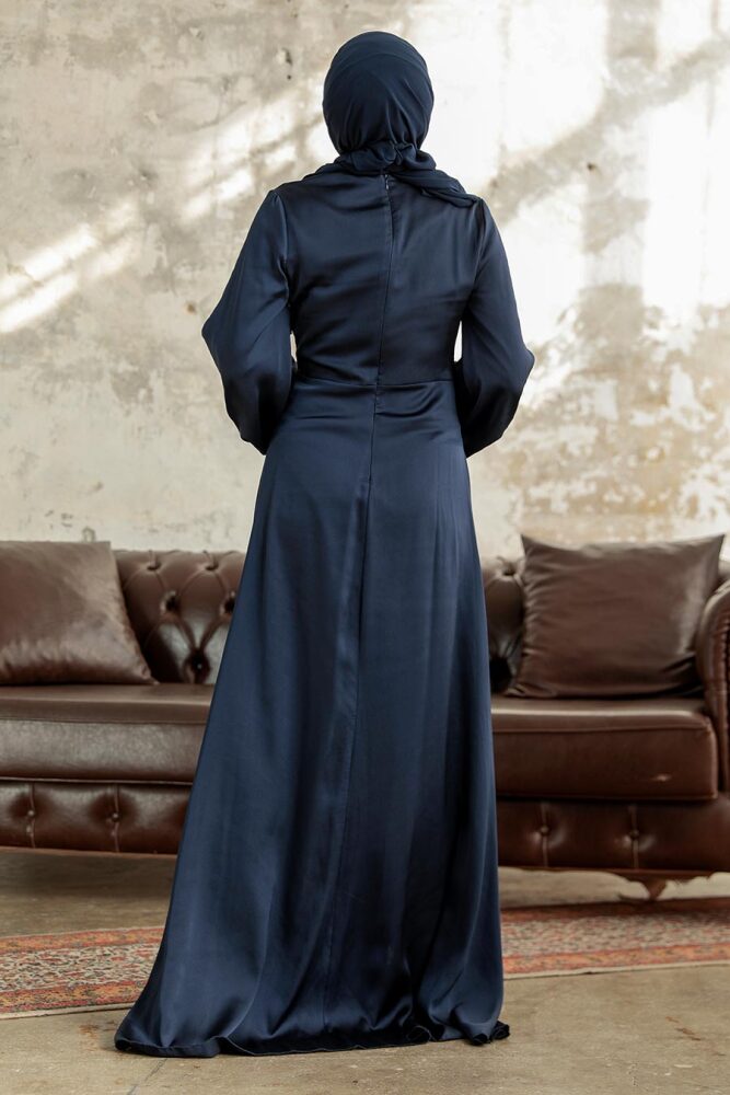Elegant Navy Blue Islamic Bridesmaid Dress 3933L - 4