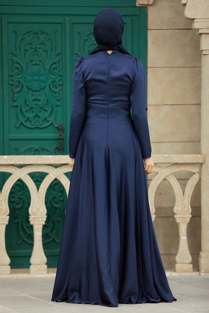 Elegant Navy Blue Muslim Engagement Dress 39011L - 3