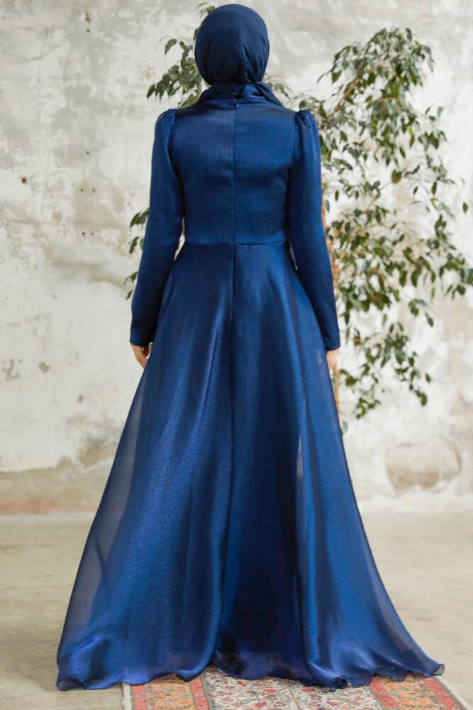 Neva Style - Elegant Navy Blue Muslim Fashion Wedding Dress 3812L - 2