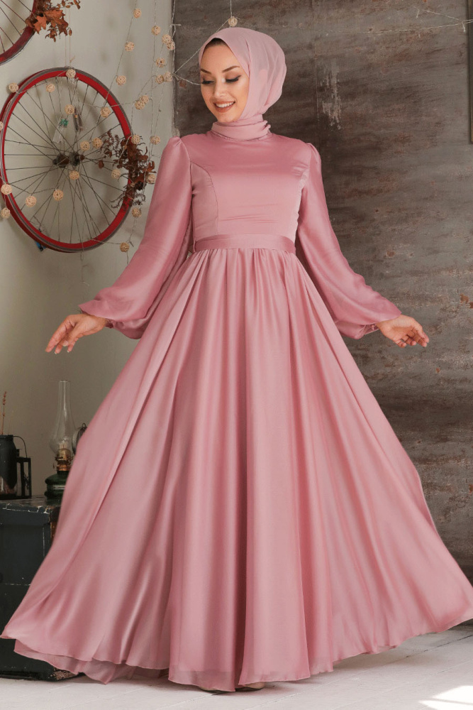 Neva Style - Elegant Powder Pink Islamic Clothing Evening Gown 5215PD - 1