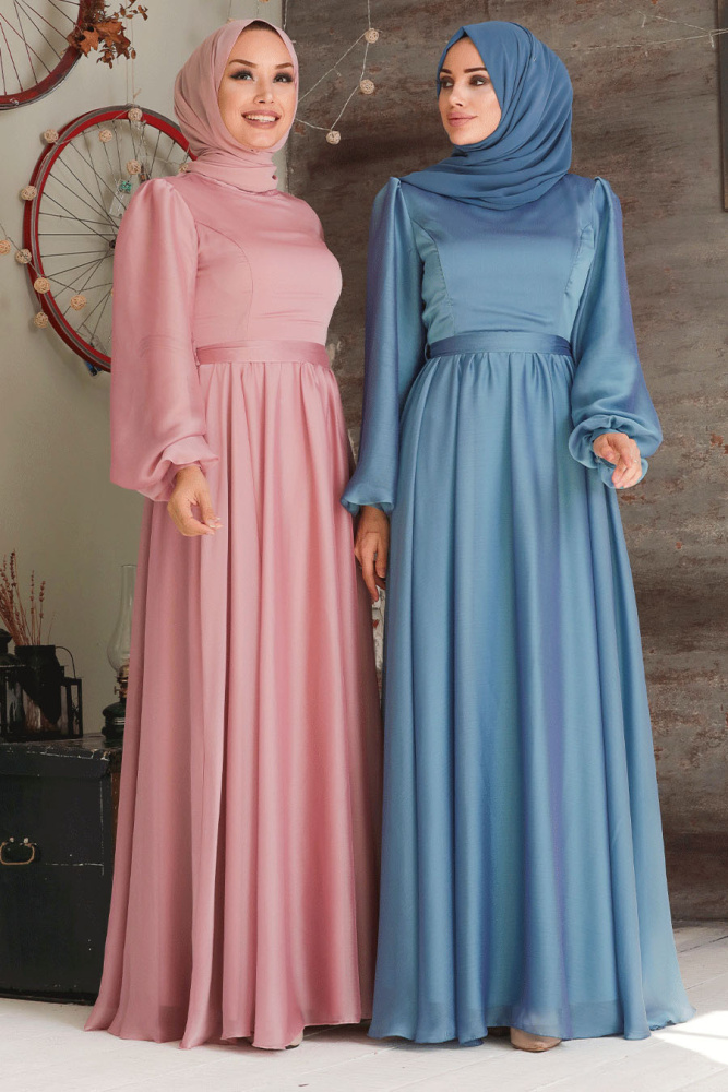 Neva Style - Elegant Powder Pink Islamic Clothing Evening Gown 5215PD - 3