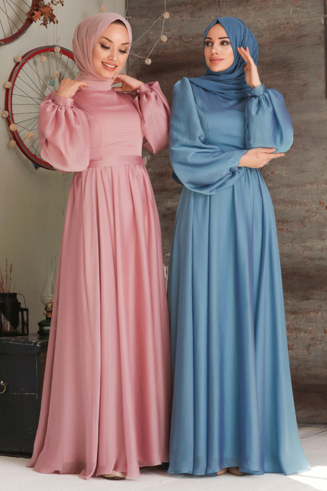 Neva Style - Elegant Powder Pink Islamic Clothing Evening Gown 5215PD - 4