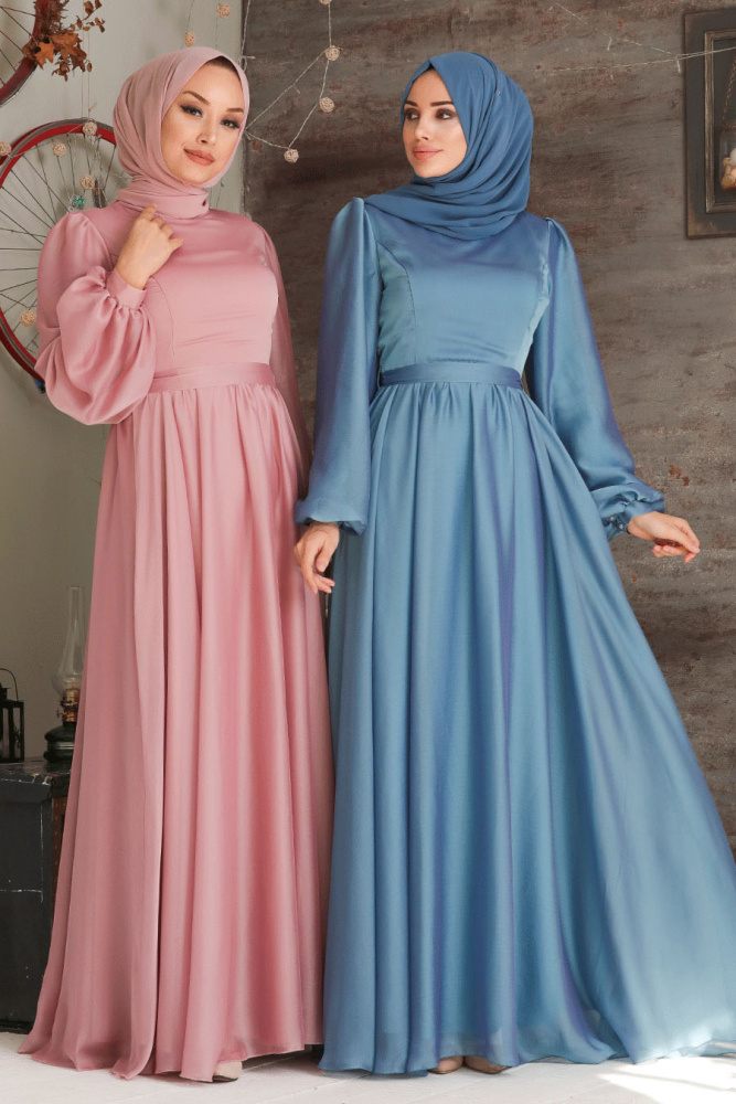 Neva Style - Elegant Powder Pink Islamic Clothing Evening Gown 5215PD - 7