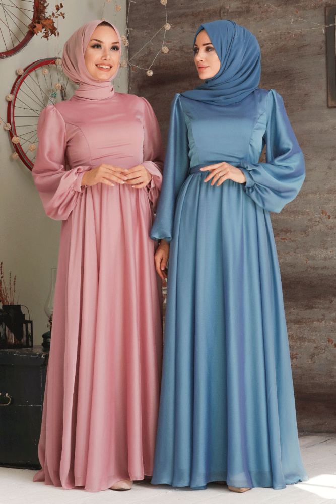 Neva Style - Elegant Powder Pink Islamic Clothing Evening Gown 5215PD - 8