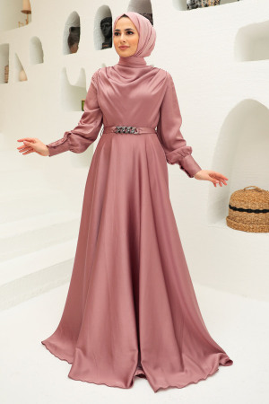 Neva Style - Elegant Powder Pink Muslim Engagement Dress 3460PD - 1