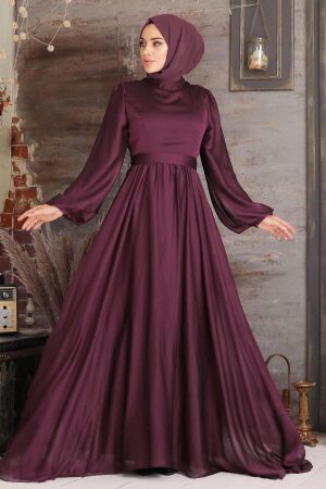 Neva Style - Elegant Purple Islamic Clothing Evening Gown 5215MOR - 1