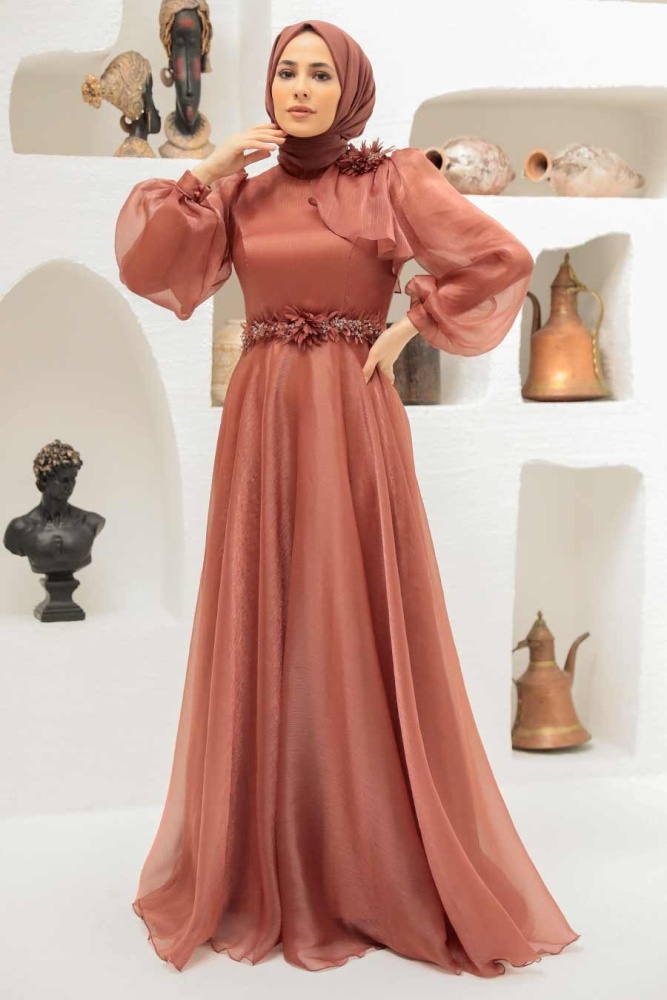 Neva Style - Elegant Silver Muslim Fashion Evening Dress 22310BKR - 1