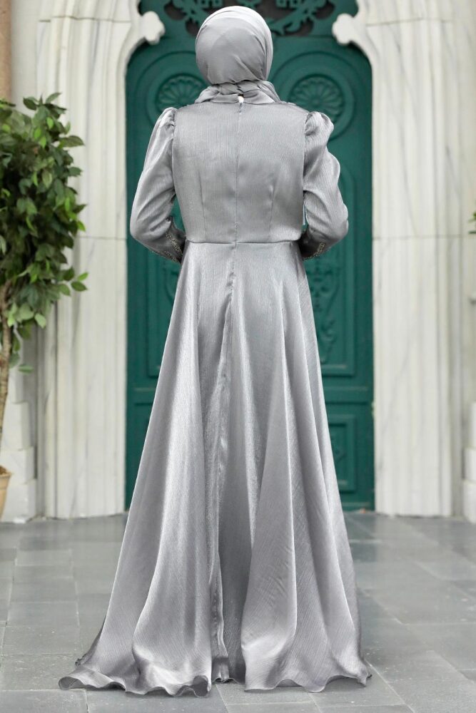 Neva Style - Elegant Smoke Color Muslim Engagement Dress 25854FU - 3