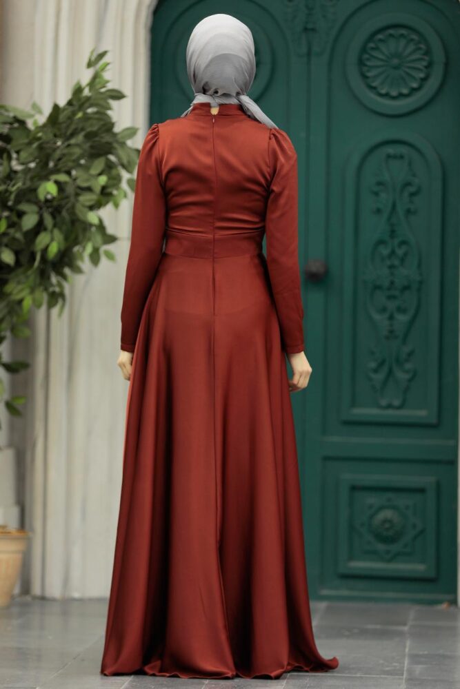Elegant Terra Cotta Muslim Engagement Dress 39011KRMT - 4