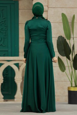 Emerald Green Black Muslim Engagement Dress 39011ZY - 3