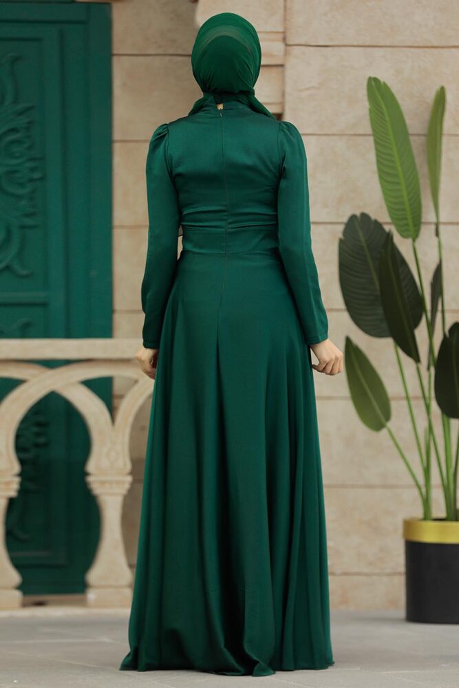 Emerald Green Black Muslim Engagement Dress 39011ZY - 3