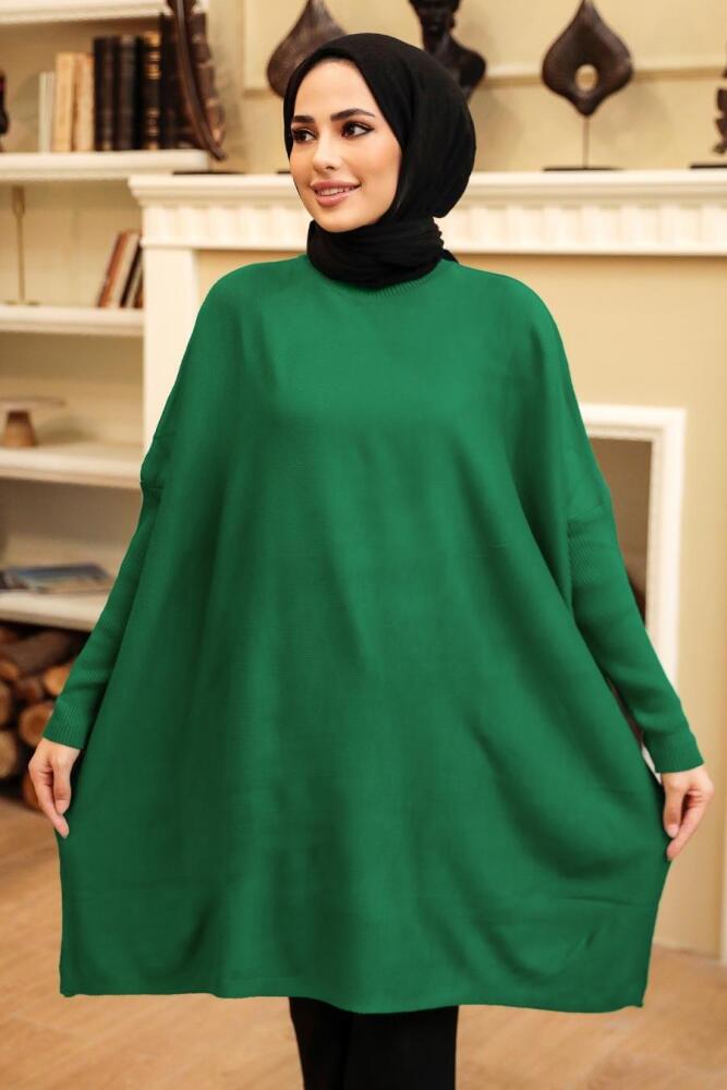 Neva Style - Emerald Green High Quality Knitwear Tunic 3399ZY - 1