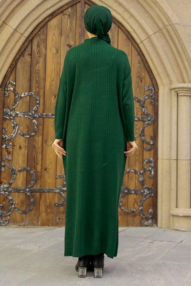 Neva Style - Emerald Green Hijab Knitwear Dress 34150ZY - 4