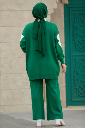 Emerald Green Hijab Knitwear Dual Suit 3433ZY - 4