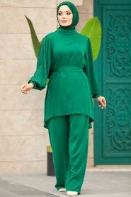 Neva Style - Emerald Green Islamic Clothing Dual Suit 5923ZY - Thumbnail