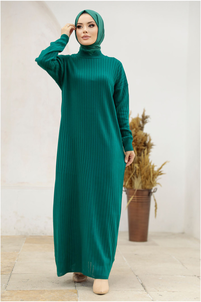 Emerald Green Knitwear Modest Dress 20161ZY - 3