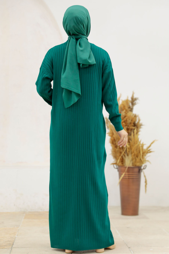 Emerald Green Knitwear Modest Dress 20161ZY - 4
