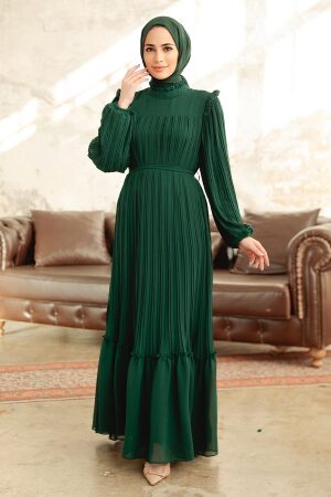 Emerald Green Long Dress for Muslim Ladies 3958ZY - 2