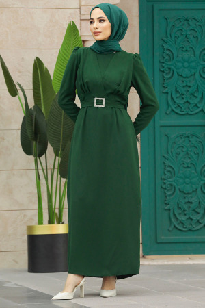 Emerald Green Muslim Bridesmaid Dress 8791ZY - 2
