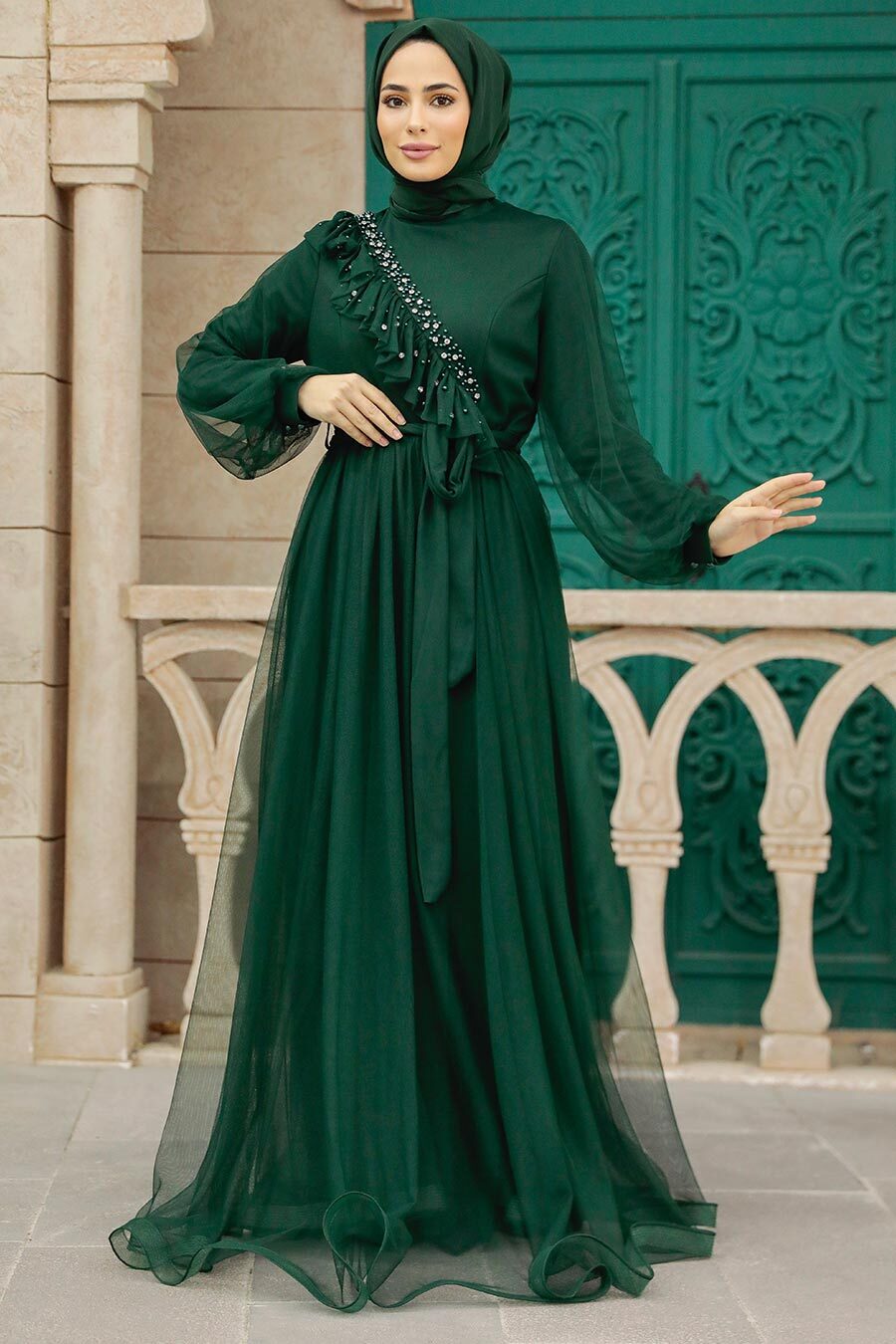 Neva Style - Emerald Green Tukish Modest Bridesmaid Dress 25841ZY