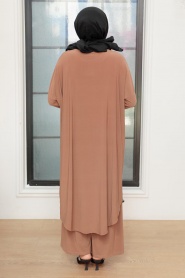 Neva Style - Ensemble Double Hijab Biscuit 40113BS - Thumbnail
