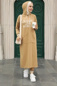 Neva Style - Ensemble Double Hijab Biscuit 56090BS - Thumbnail