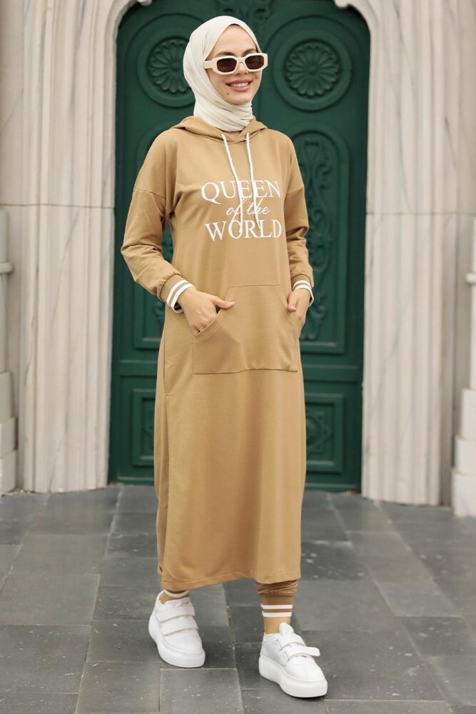 Neva Style - Ensemble Double Hijab Biscuit 56090BS - 2