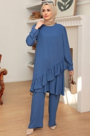 Neva Style - Ensemble Double Hijab Bleu Indigo 13101IM - Thumbnail