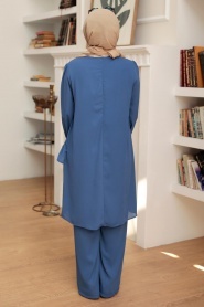 Neva Style - Ensemble Double Hijab Bleu Indigo 13101IM - Thumbnail