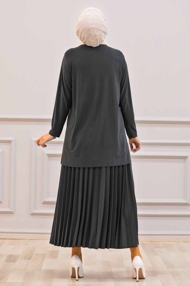 Neva Style -Ensemble Double Hijab Fumé 41241FU - 1