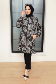 Neva Style - Ensemble Double Hijab Noir 13091S - Thumbnail