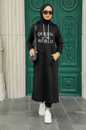 Neva Style - Ensemble Double Hijab Noir 56090S - 1