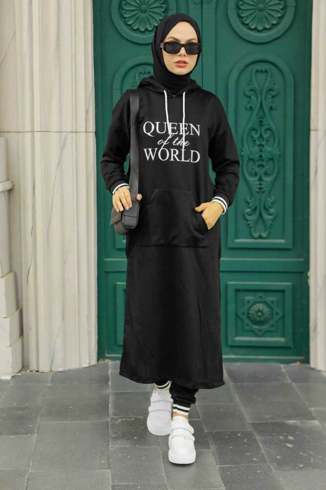 Neva Style - Ensemble Double Hijab Noir 56090S - 1