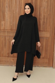 Neva Style - Ensemble Double Hijab Noir 5715S - Thumbnail