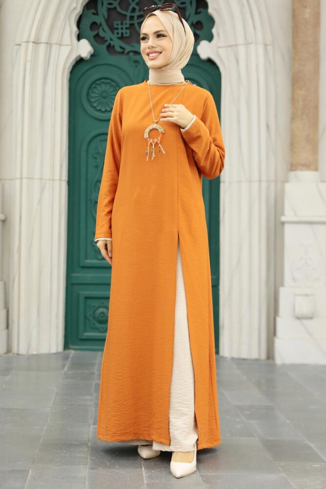 Neva Style - Ensemble Double Hijab Orange 52221T - 1
