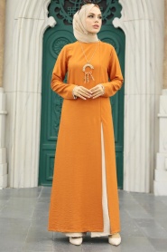 Neva Style - Ensemble Double Hijab Orange 52221T - Thumbnail