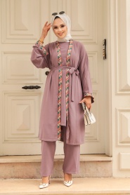 Neva Style - Ensemble triple hijab lilas foncé 51910KLILA - Thumbnail