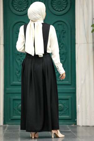 Neva Style - Etekli Siyah Tesettür İkili Takım 56741S - 3